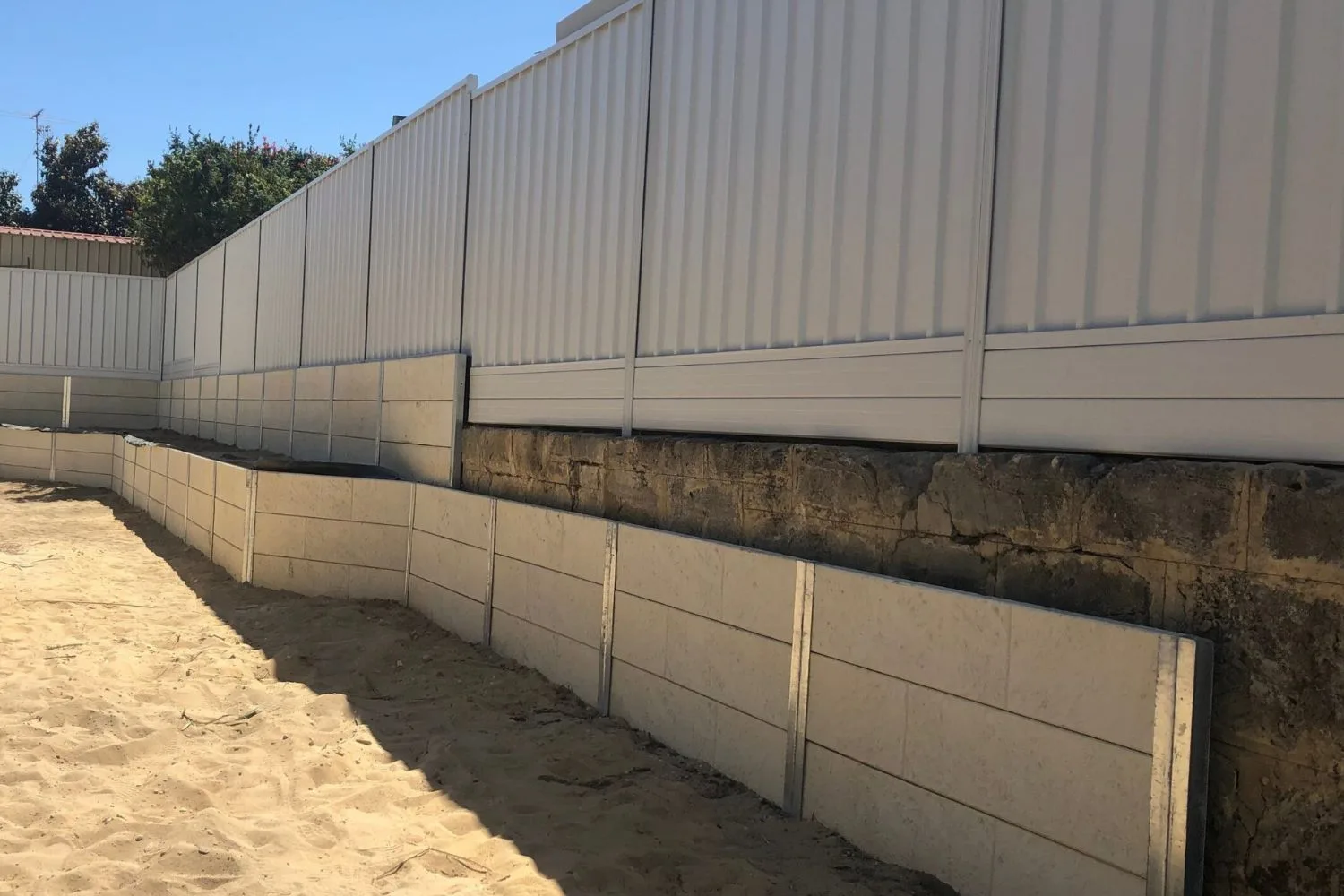 Concrete sleeper retaining wall detail