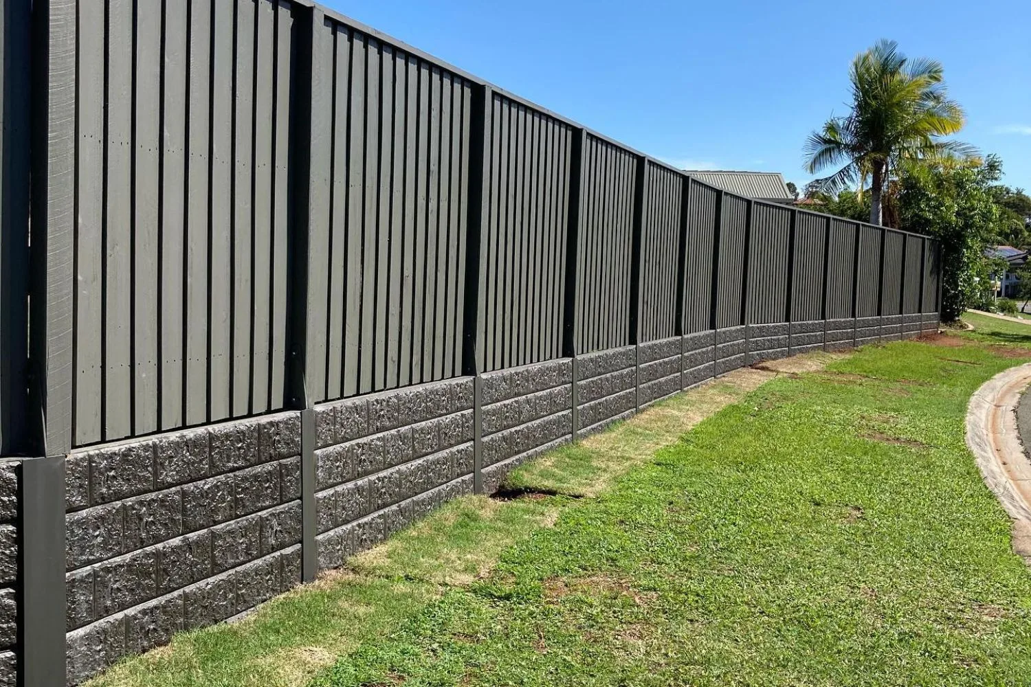 Concrete sleeper retaining wall, finished project