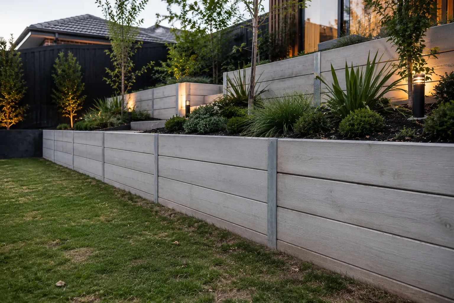 Concrete sleeper wall on a residential property