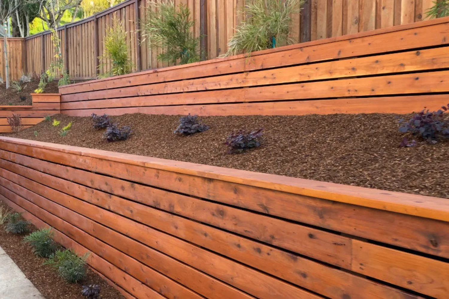 Timber retaining wall, alternate view