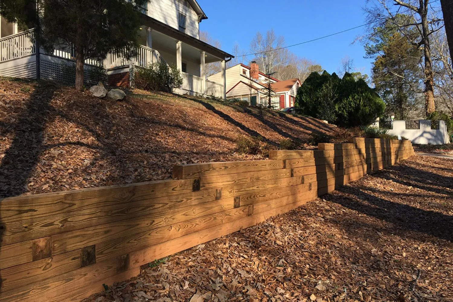 Timber retaining wall detail
