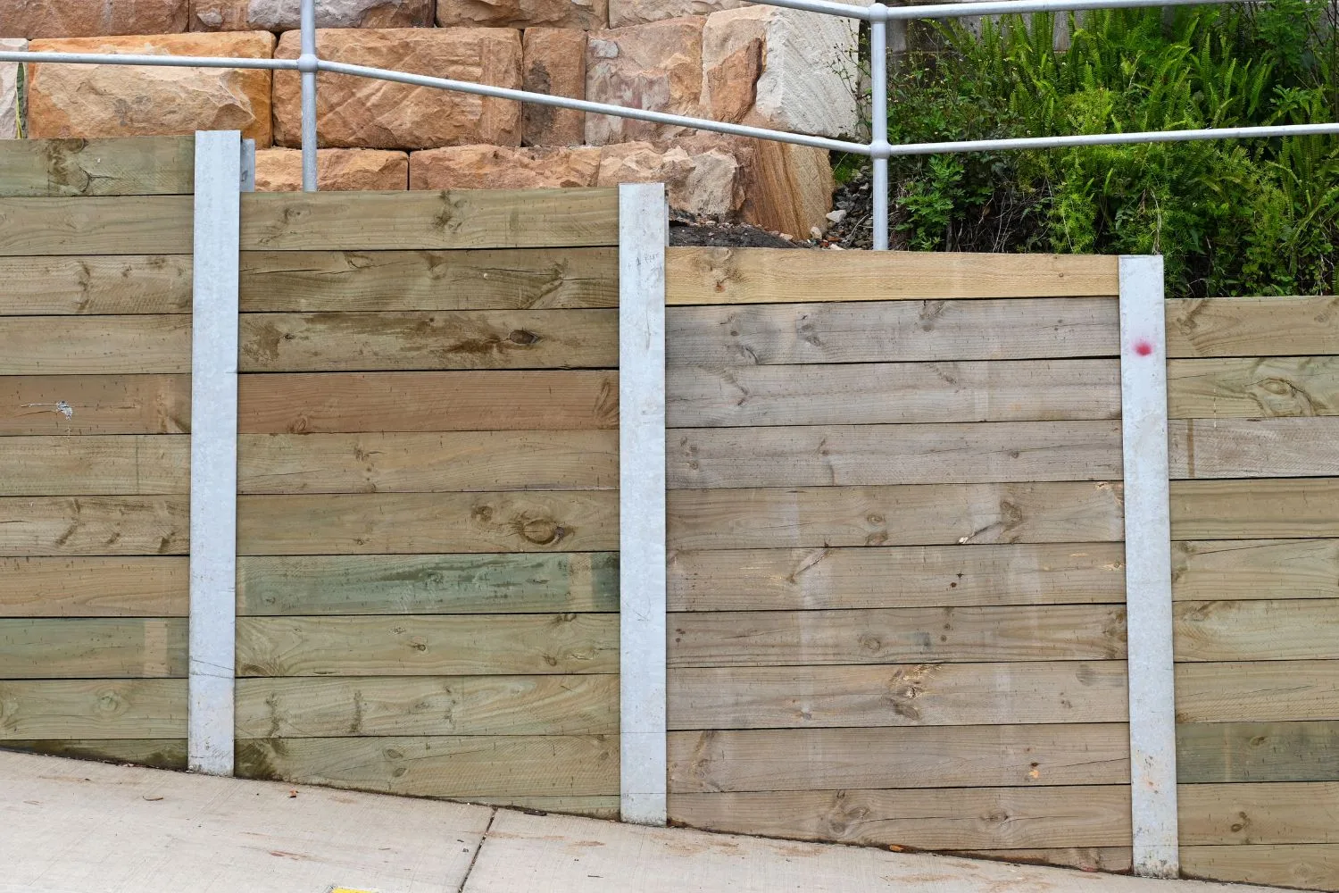 Timber retaining wall, finished project